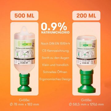 Werkstein Erste-Hilfe-Koffer + Augenspülflasche 200ml & 500ml, Wandhalterung, 5x Aufkleber & Plombe, Mit Inhalt nach DIN 13157:2021