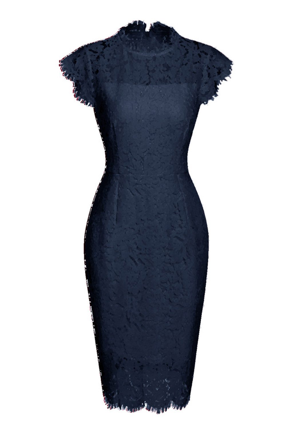 B.X Dirndl Ärmelloses Damen-kleid mit Spitze, Blumenmuster, Rundhalsausschnitt einfarbiges Spitze-Etuikleid mit schlankem Etuikleid für Damen