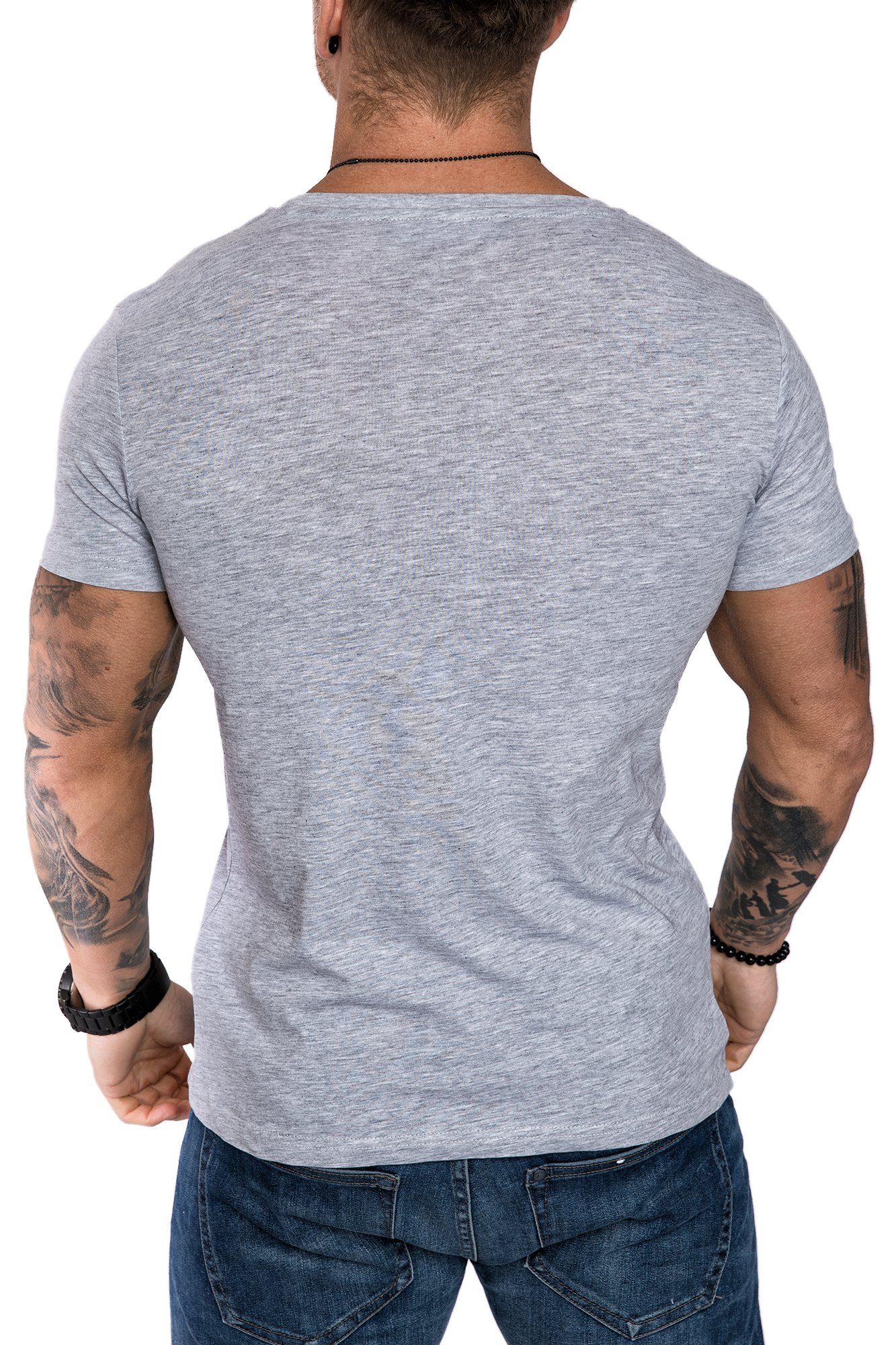 Amaci&Sons T-Shirt LANCASTER Basic T-Shirt mit Rundhalsausschnitt Herren Einfarbig Vintage Rundhalsausschnitt Basic Crew Neck Shirt