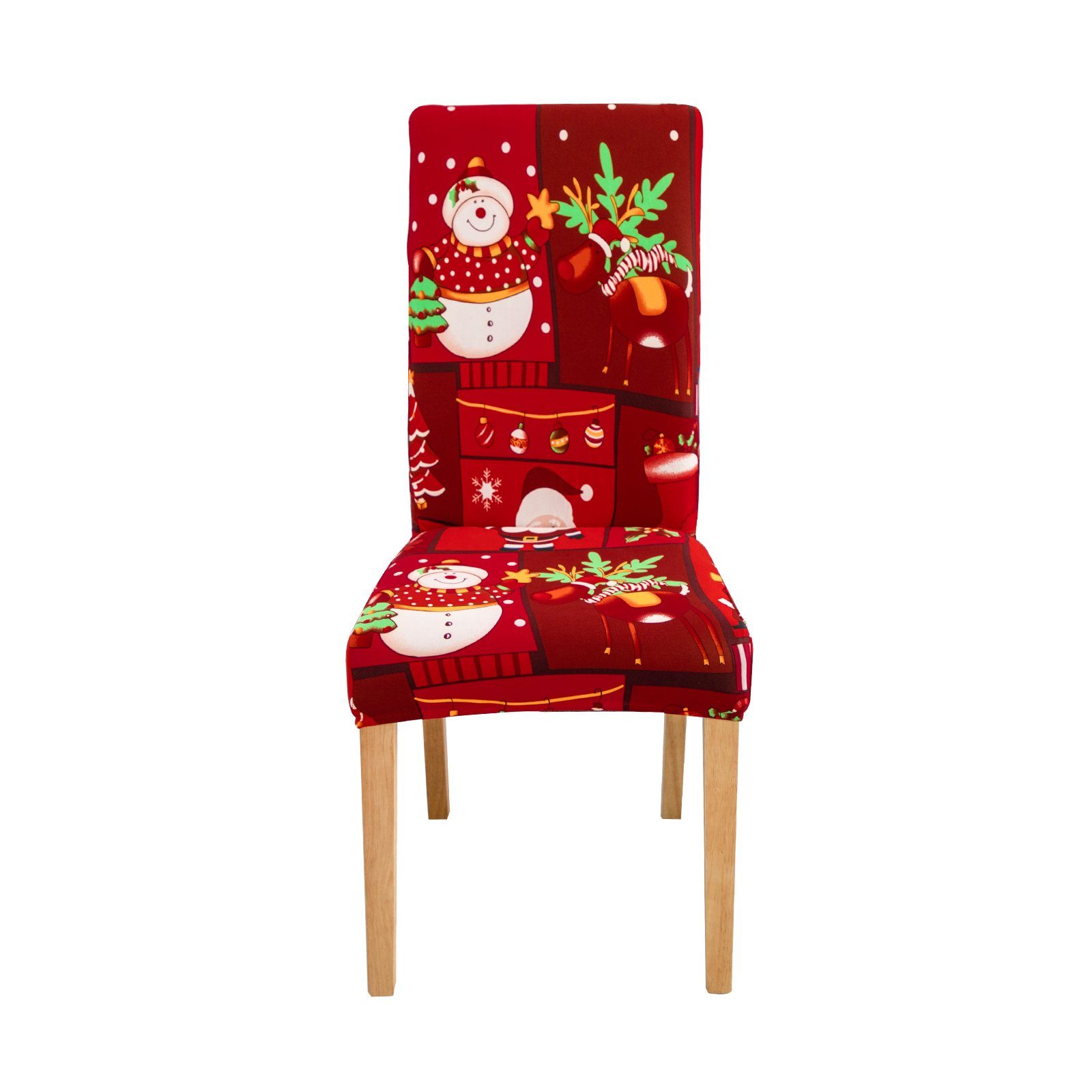 Rosnek Stuhlhusse Elasthan, Stretch, Santa Schneemann Thema, für Bankett Weihnachten, Party Speisesaal Deko