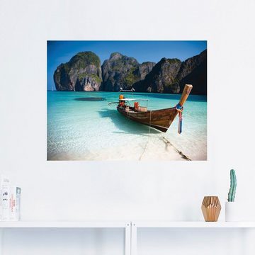Artland Wandbild Maya Bay, Koh Phi Phi Leh, Thailand, Boote & Schiffe (1 St), als Leinwandbild, Poster, Wandaufkleber in verschied. Größen