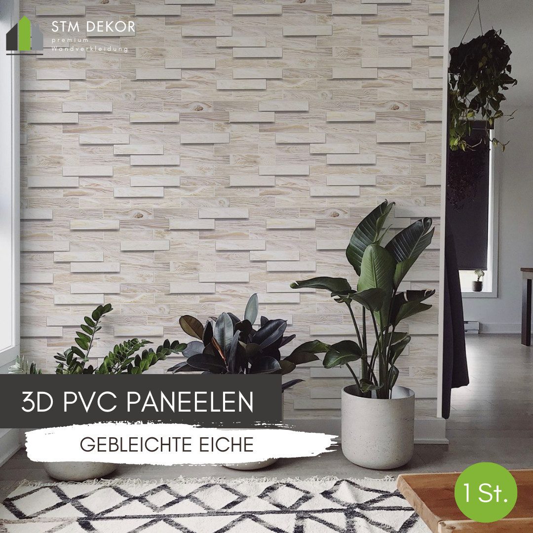 STM Company 3D Wandpaneel 3D-Wandpaneele PVC, Holz Optik, 1-20 Platten - 0.5-10 m², (1-tlg) Für Wohnzimmer, Küche & Bad, Einfache DIY-Montage
