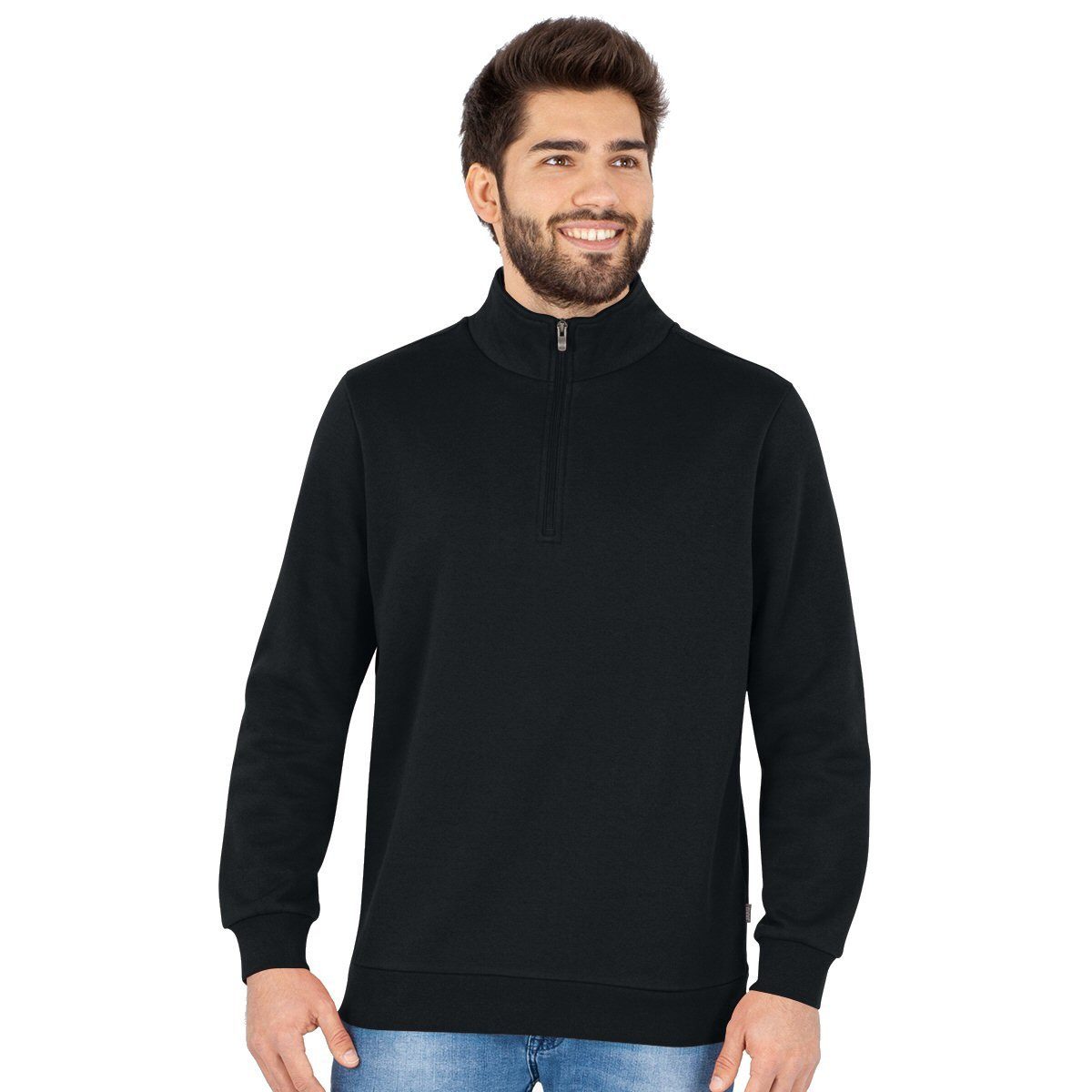 Jako Langarmshirt Ziptop Organic - Weich Innenseite, Zip-Reissverschluss - schwarz