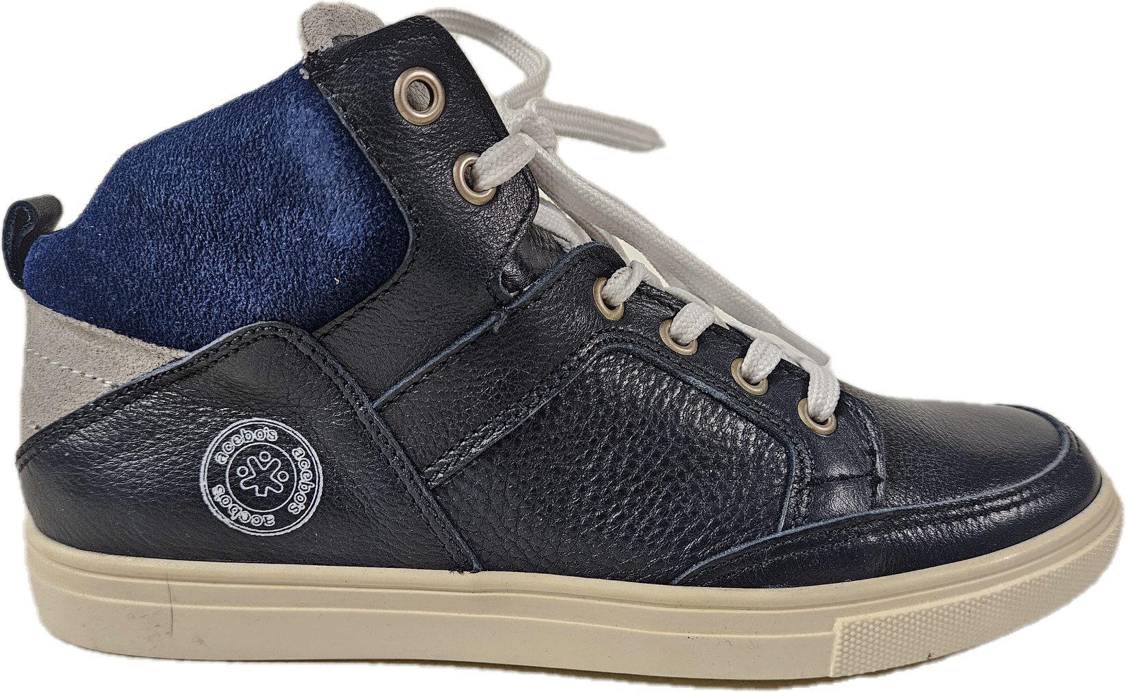 acebos Lederboots 9222 Jugend seitlicher Reißverschluß blau Schnürboots aus echtem Leder