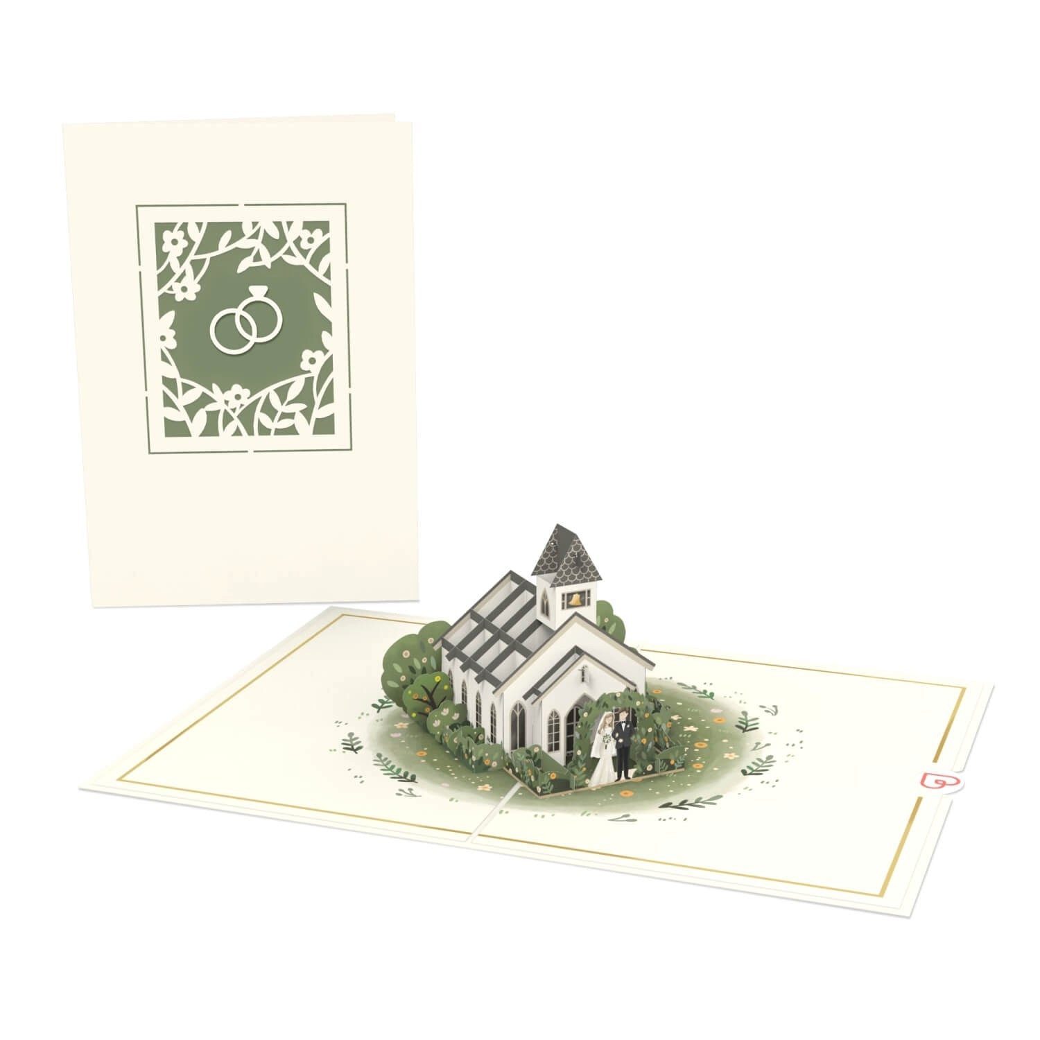 papercrush Hochzeitskarte Glückwunsch zur Hochzeit, Hochzeitskapelle Pop-Up Karte, Handgemacht