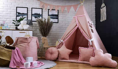 Pamek Tipi-Zelt Basic, Kinder Spielzelt, Teepee, Zelt mit Fenster, Tipizelt, Spielset, Personen: 2 (7 tlg), Sehr weiches und angenehmes Material