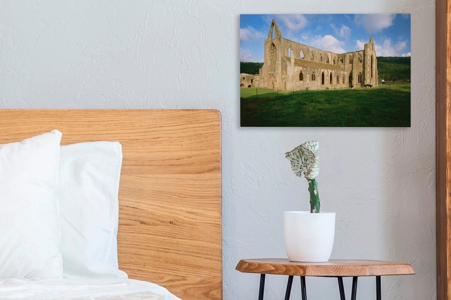 Aufhängefertig, Seitenansicht Wandbild in Leinwandbilder, Abbey von cm Wanddeko, St), OneMillionCanvasses® 30x20 (1 Wales, Tintern Leinwandbild