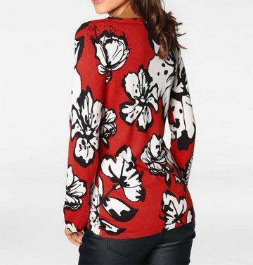 heine Troyer Heine Damen Feinstrickpullover, rot-offwhite