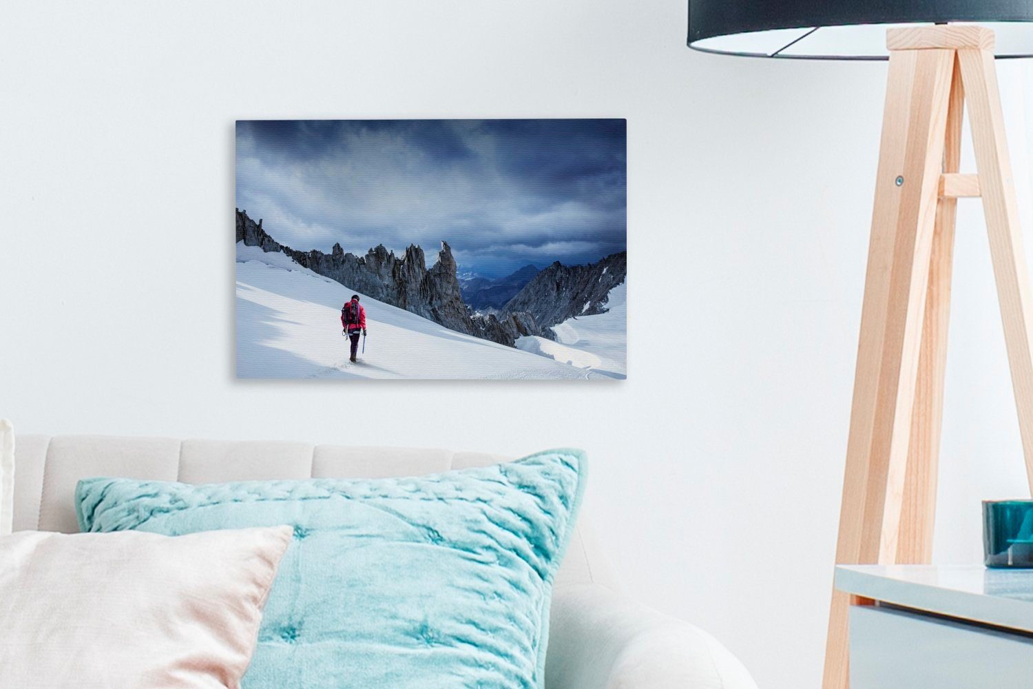 St), OneMillionCanvasses® dem (1 cm Leinwandbild Aufhängefertig, Mont Bergsteiger Wanddeko, Blanc, 30x20 Leinwandbilder, Wandbild auf