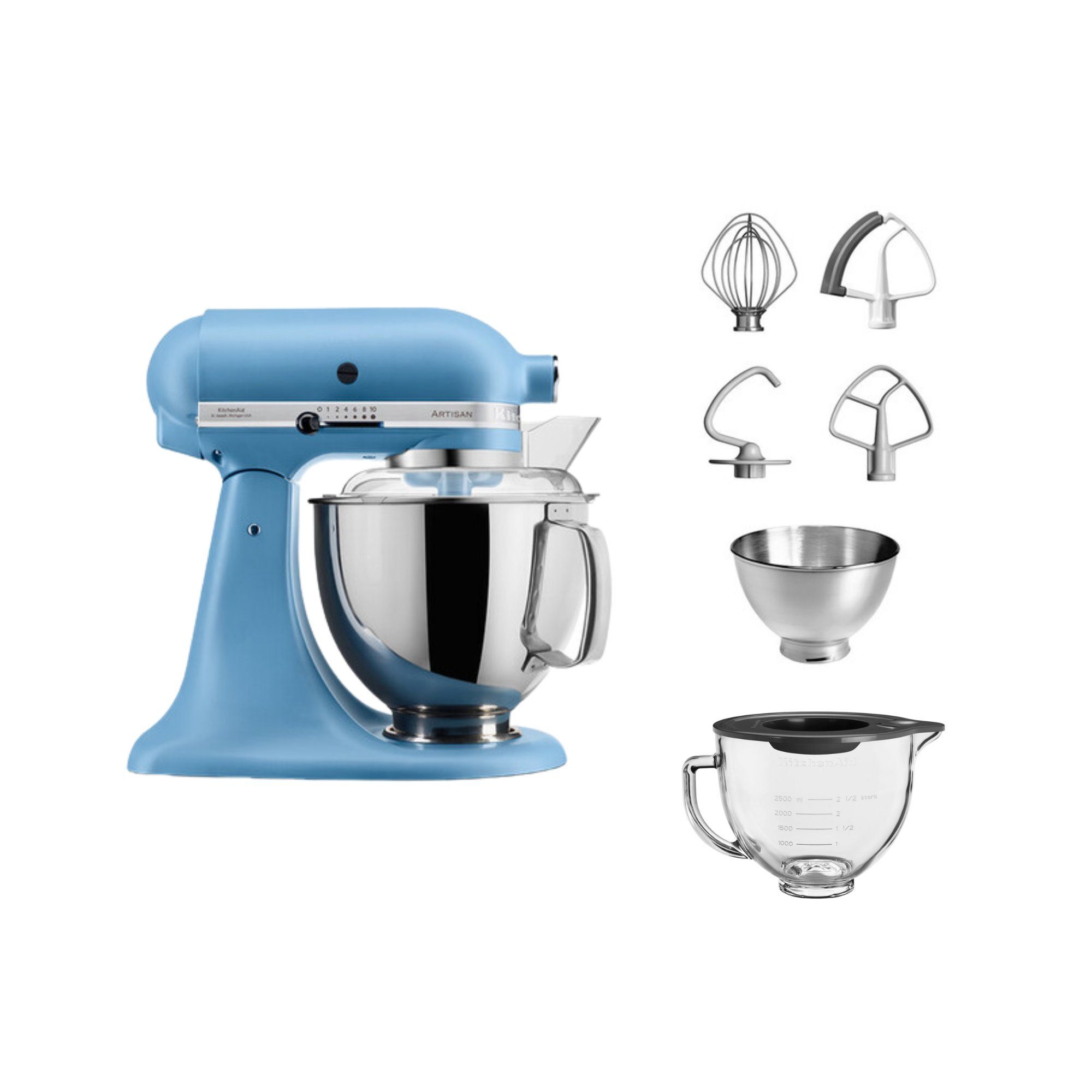 Küchenmaschine KitchenAid 4,8 L 5KSM175 Artisan Glasset mit Glasschüssel