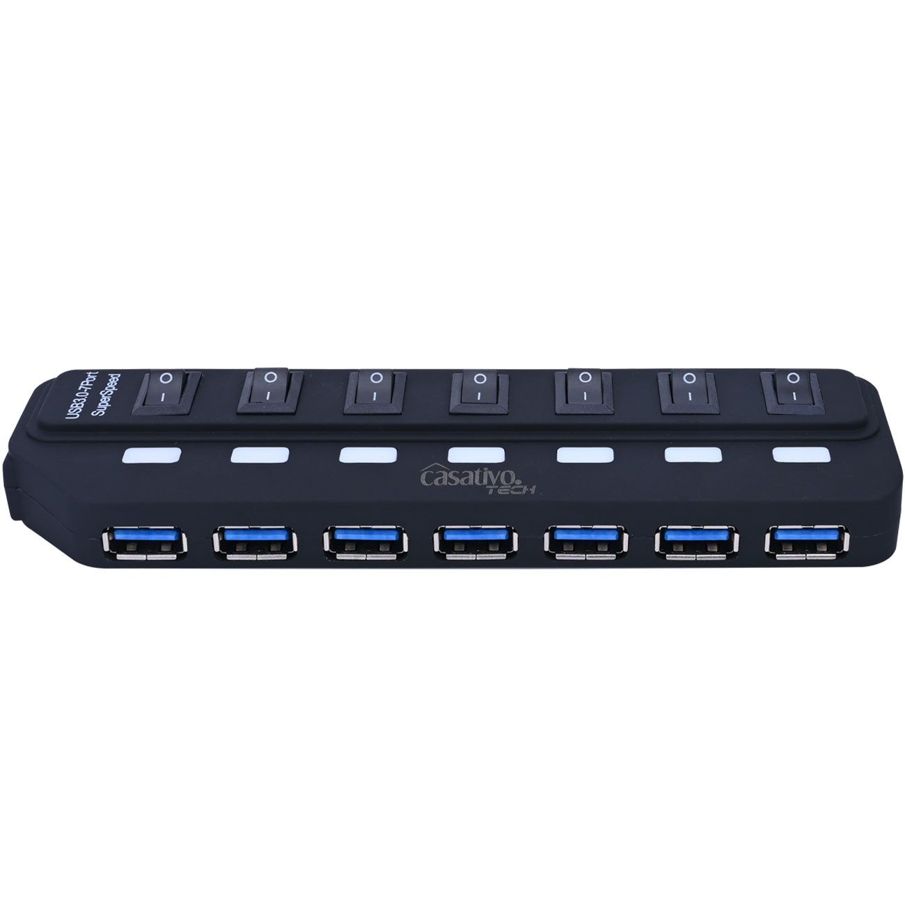 Casativo USB-Verteiler USB 3.0 Hub aktiv 7-fach USB Verteiler mit Netzteil bis 900 mA/Port, 7 Ports einzeln schaltbar/Aktiver Betrieb-Netzteil/ 5 GBit/s USB 3.0 – Bild 2 von 5