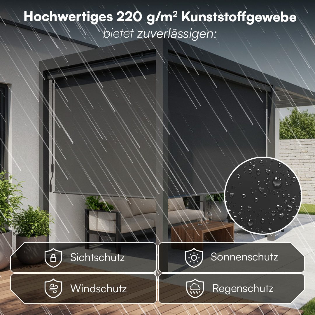 STEELSØN Senkrechtmarkise Azurian, Sichtschutz, Windschutz, Sonnenschutz (Anthrazit, 160x250 cm) Vertikalmarkise, verfügbar in verschiedenen Größen – Bild 4 von 5