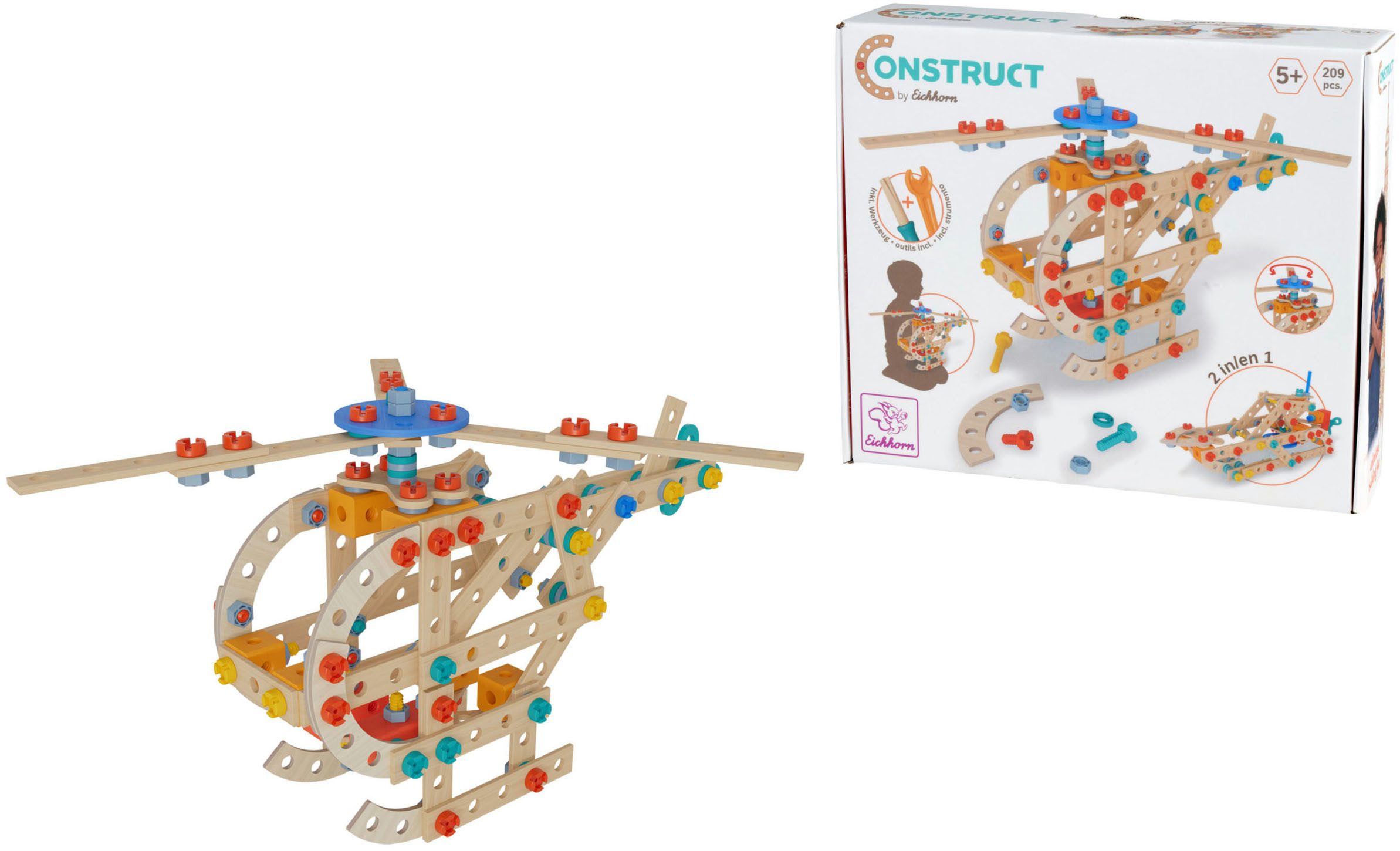 Eichhorn Constructor Helicopter Konstruktionsspielsteine, (209 St), Made in Germany