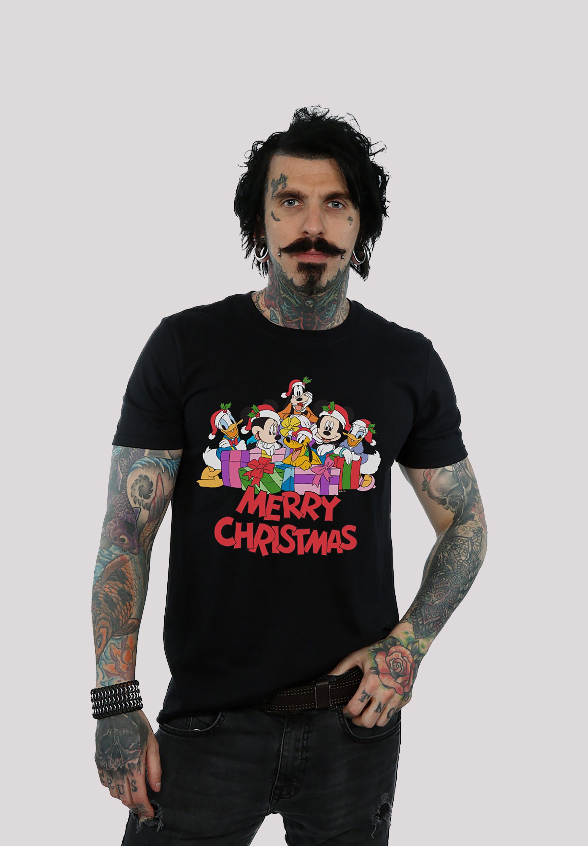 F4NT4STIC T-Shirt Disney Micky Maus Merry Christmas Print schwarz