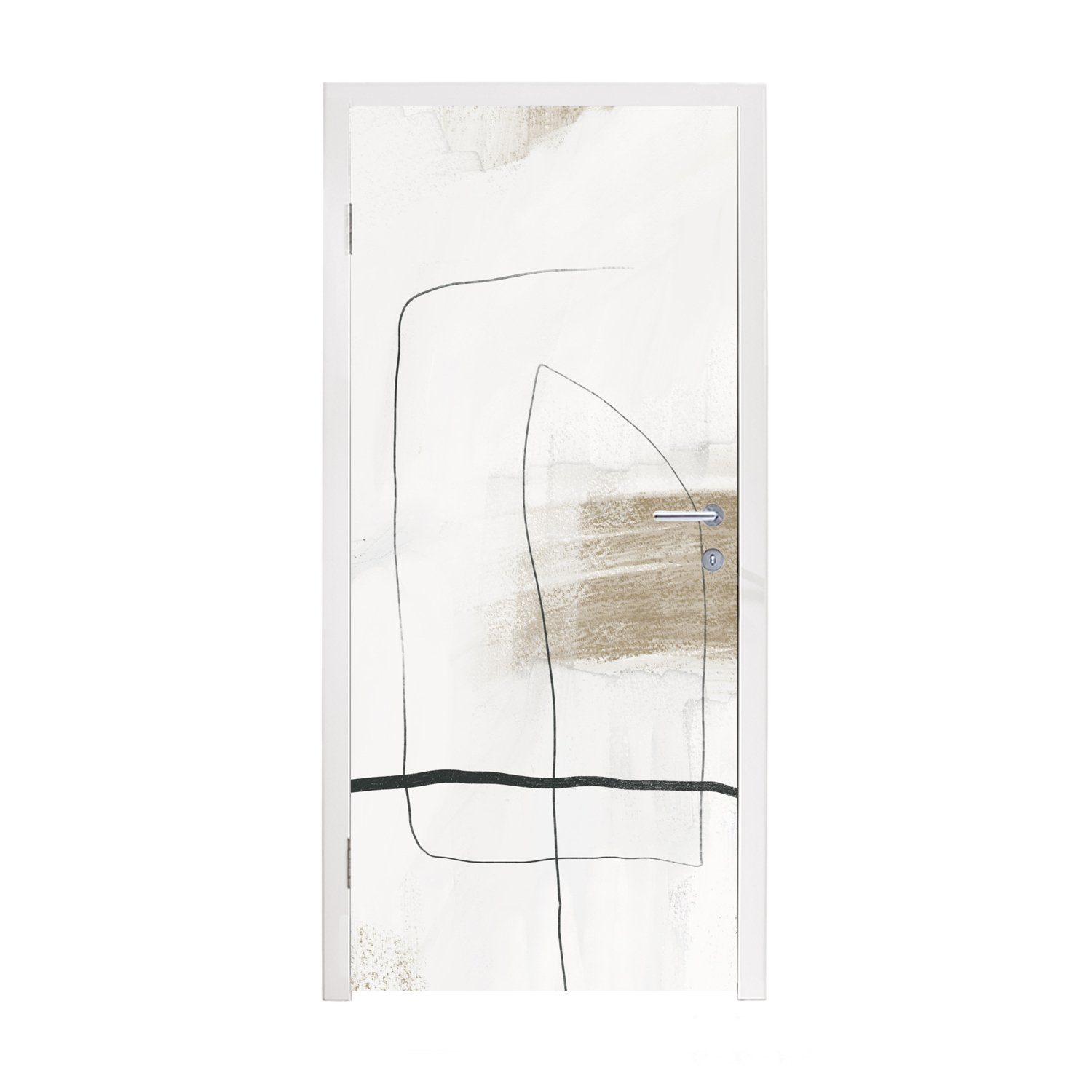 MuchoWow Türtapete Farbe - Minimalismus - Schwarz, Matt, bedruckt, (1 St), Fototapete für Tür, Türaufkleber, 75x205 cm