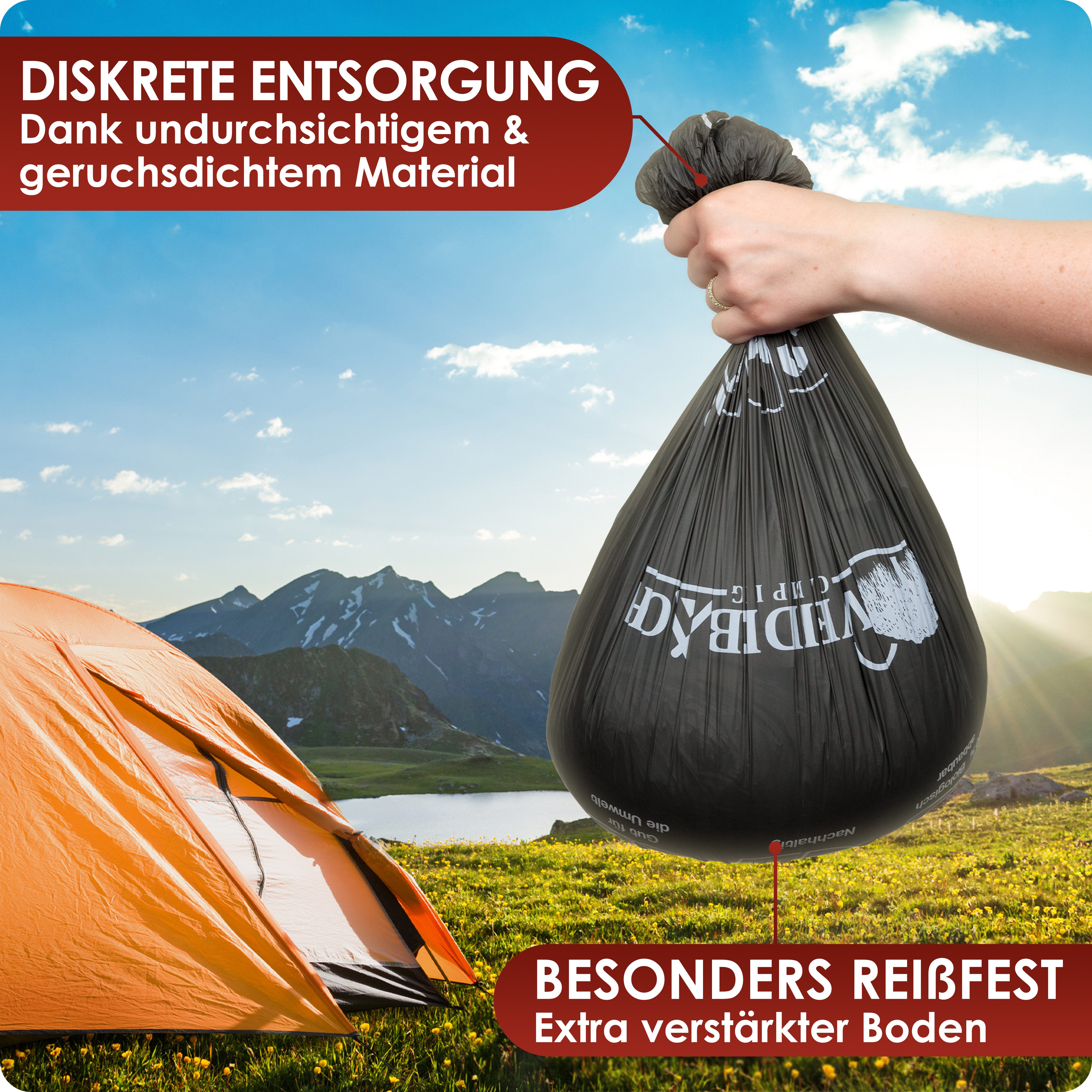 WEIDEBACH Campingtoilette Bio Campingtoilettenbeutel 45L wasserdicht für Campingtoilette, (22-St)
