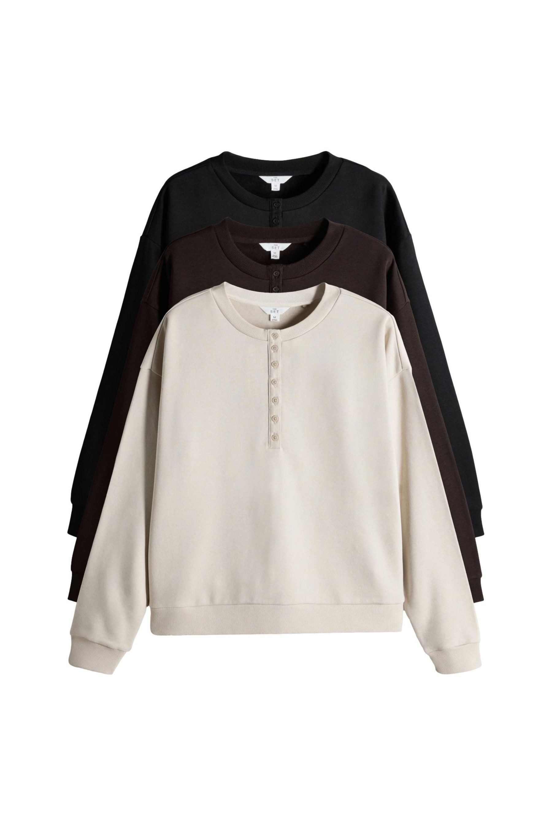 Sweater The Set Henley-Sweatshirts, 3er-Pack