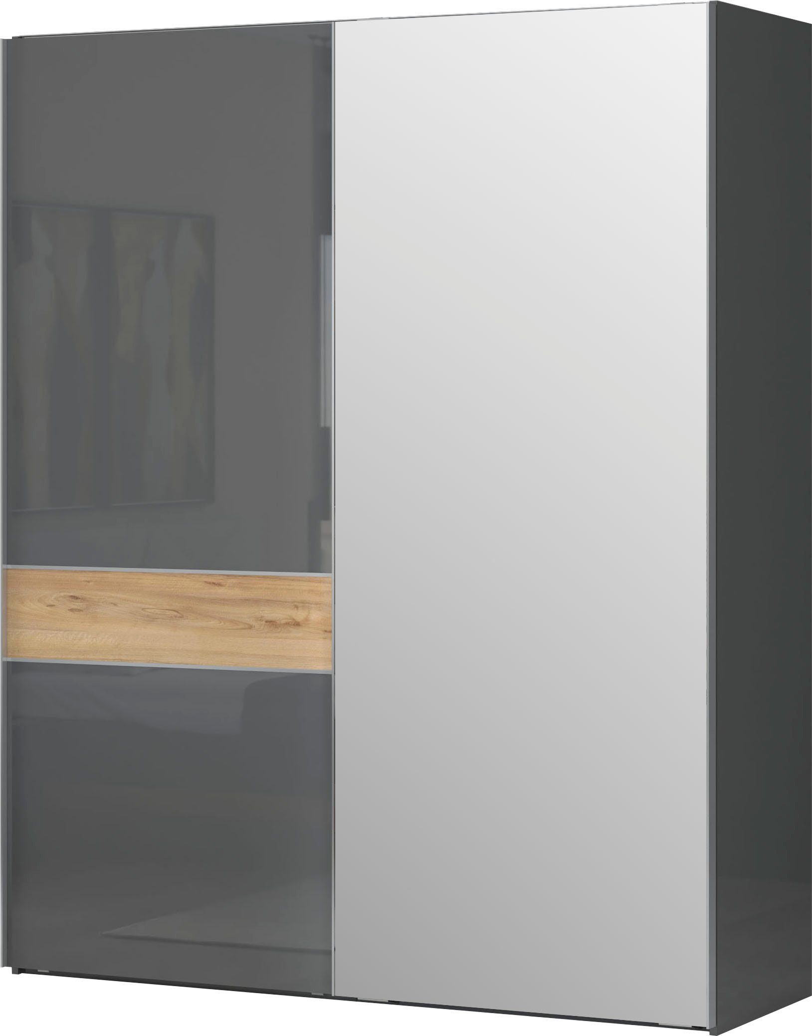 UV Soft-Close-Funktion Onyx lackiert, Style Places hochwertig Schwebetürenschrank of Spiegelschrank