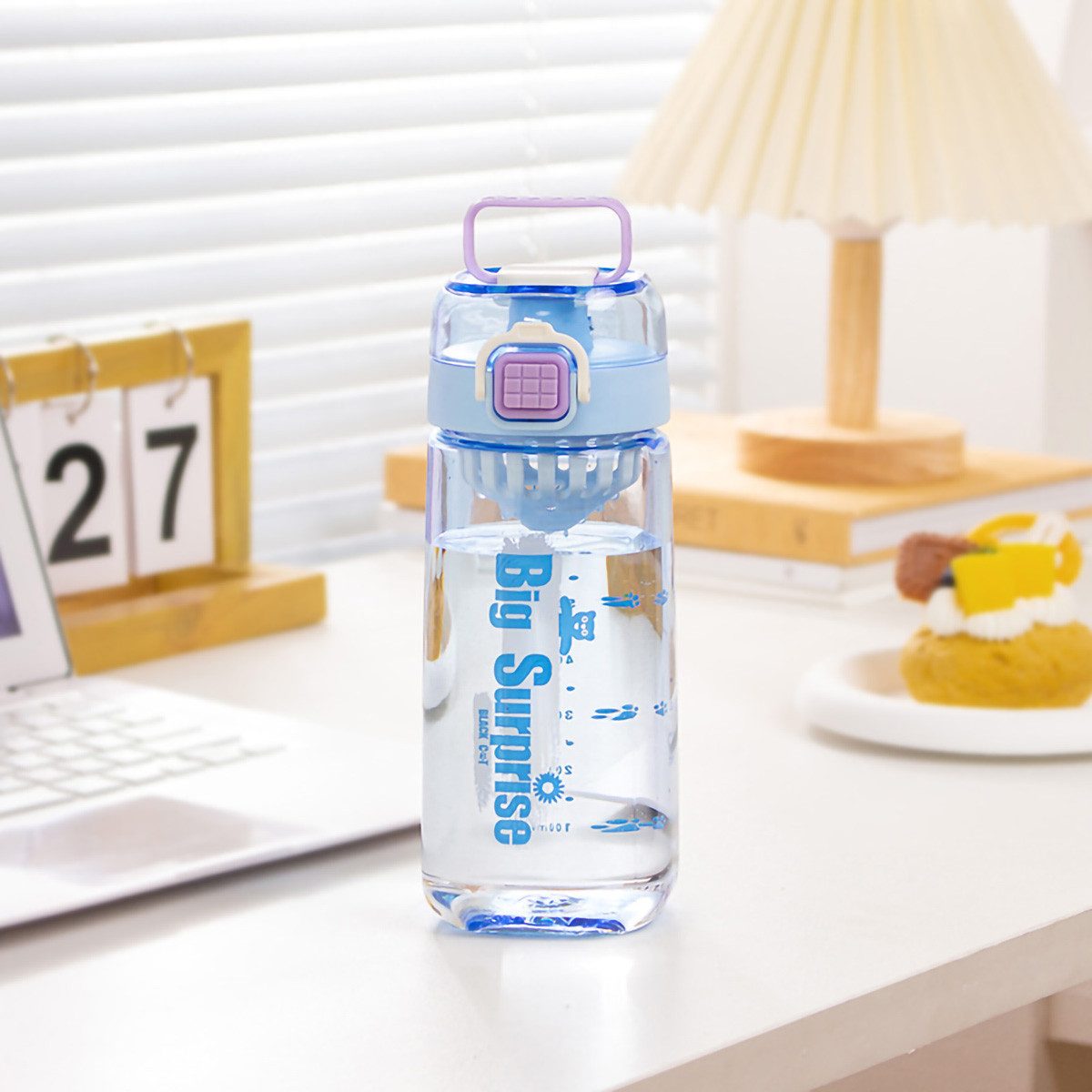 yozhiqu Trinkflasche 650 ml hochwertige Kinder-Trinkflasche, BPA-frei, strapazierfähige, Sicher und geruchlos, mit Teeabfluss, Ein-Knopf-Druck