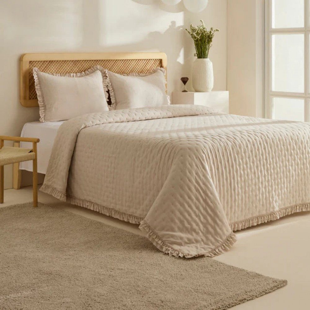 Karaca Tagesdecke Fiona Bettüberwurf-Set Beige 230x240 günstig online kaufen
