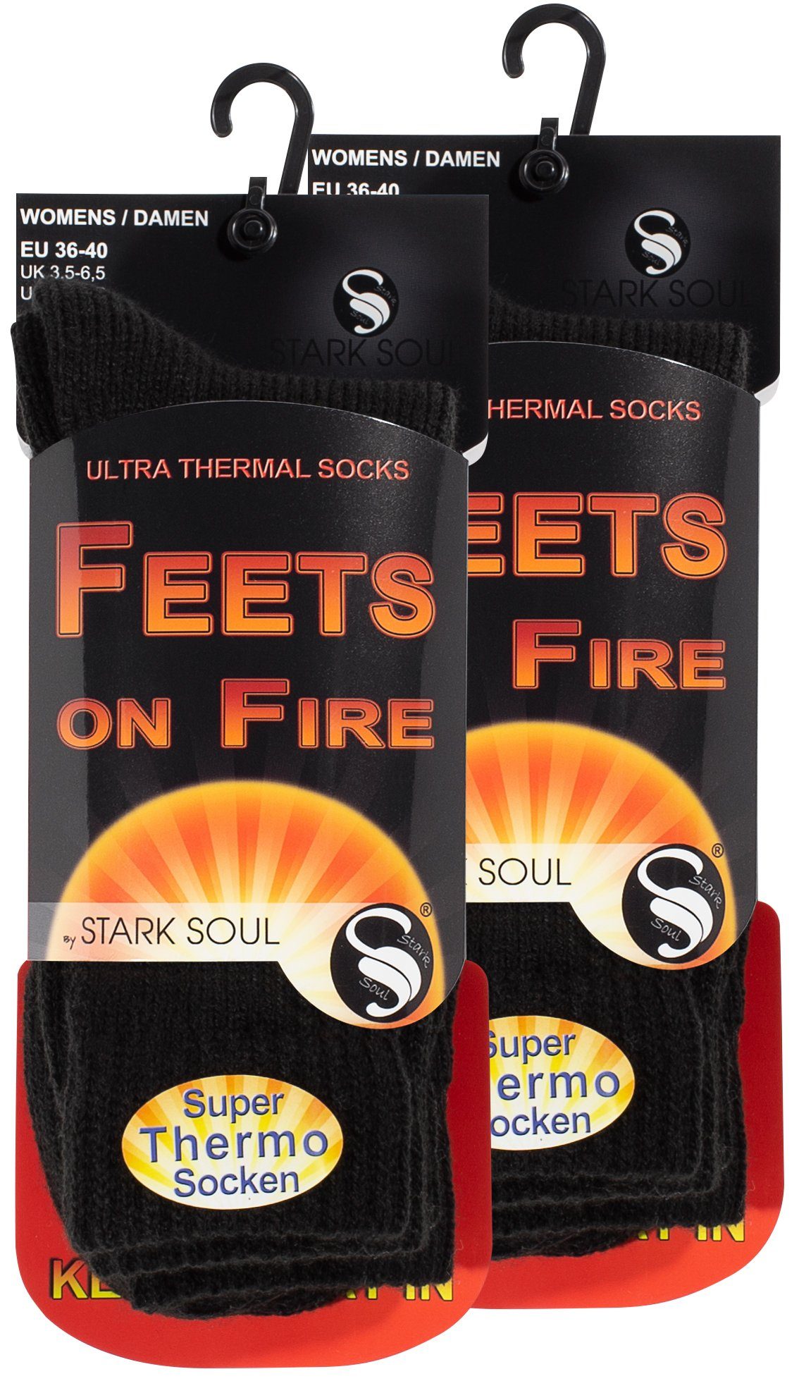 Wintersocken FEETS 2er warme Kuschelsocken, für - Thermosocken Pack Thermosocken extra Stark on FIRE, 2er-Pack Soul® Schwarz Damen,