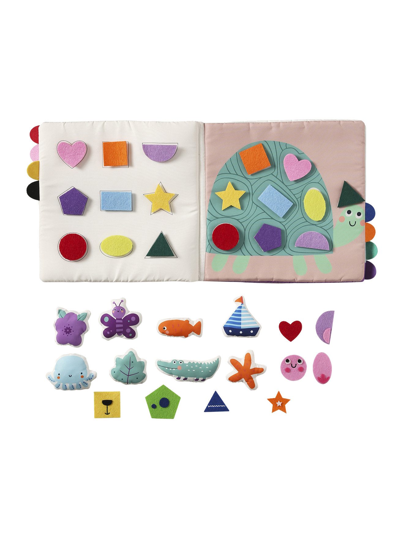 vertbaudet Stoffbuch Baby Activity-Stoffbuch, Farben und Formen