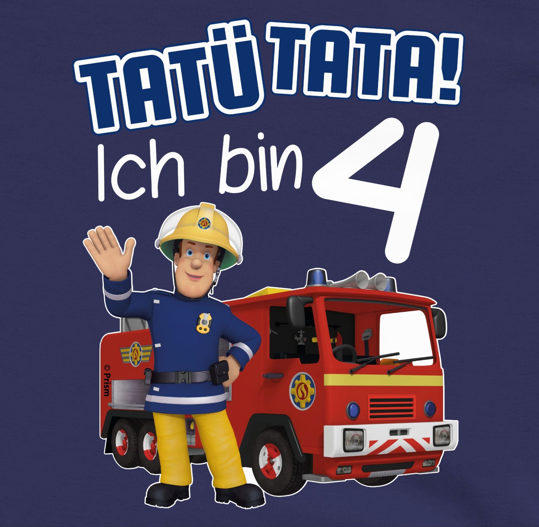 Shirtracer Sweatshirt Tatü Blau Mädchen bin 4 Geburtstag Navy Ich Sam Feuerwehrmann 2 Tata