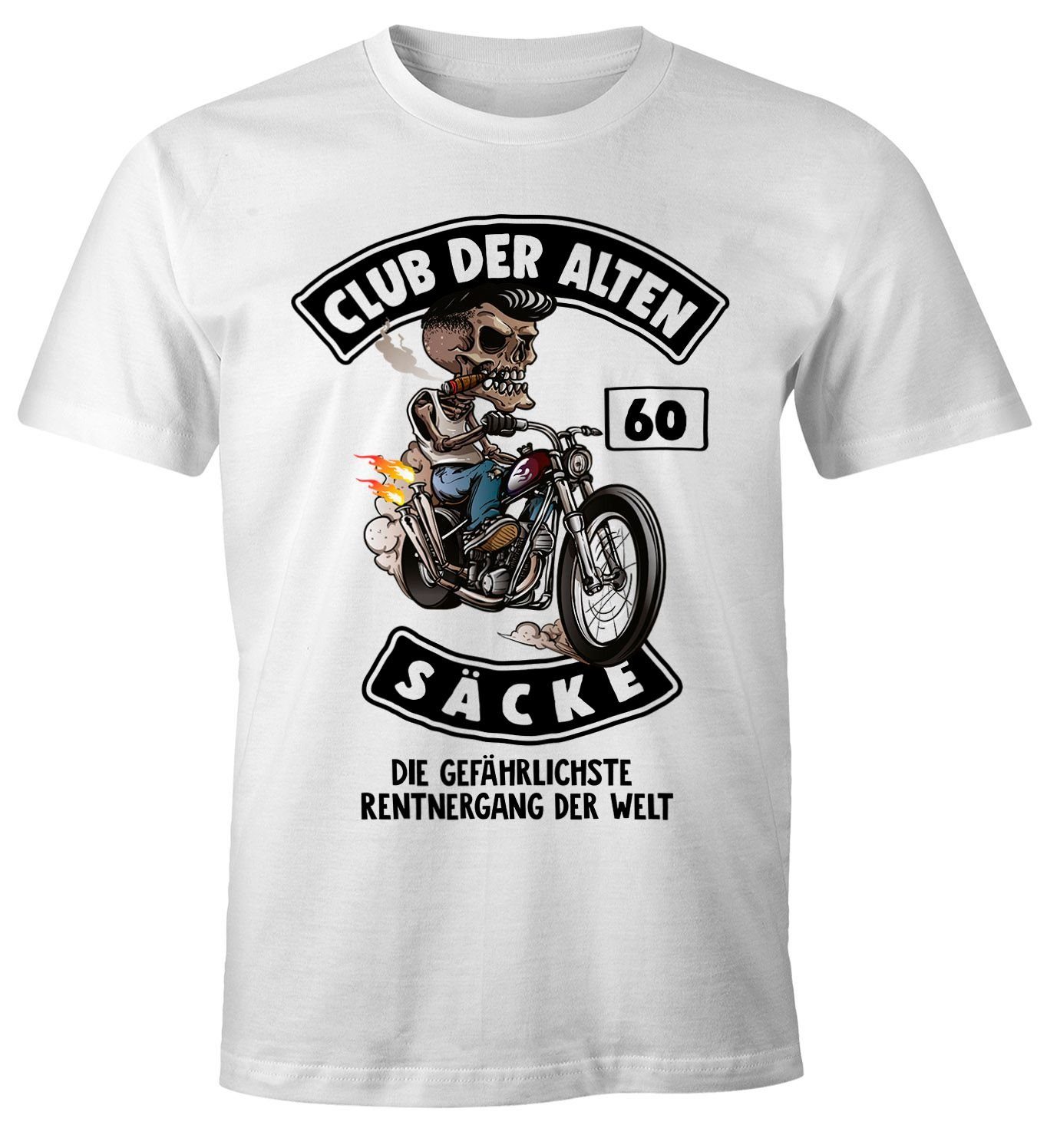 Männer Alter Säcke Print-Shirt Ältere Moonworks® Print Lustiges Geburtstag Sack alten Geschenk Herren 60 Fun-Shirt mit MoonWorks für weiß T-Shirt Club der