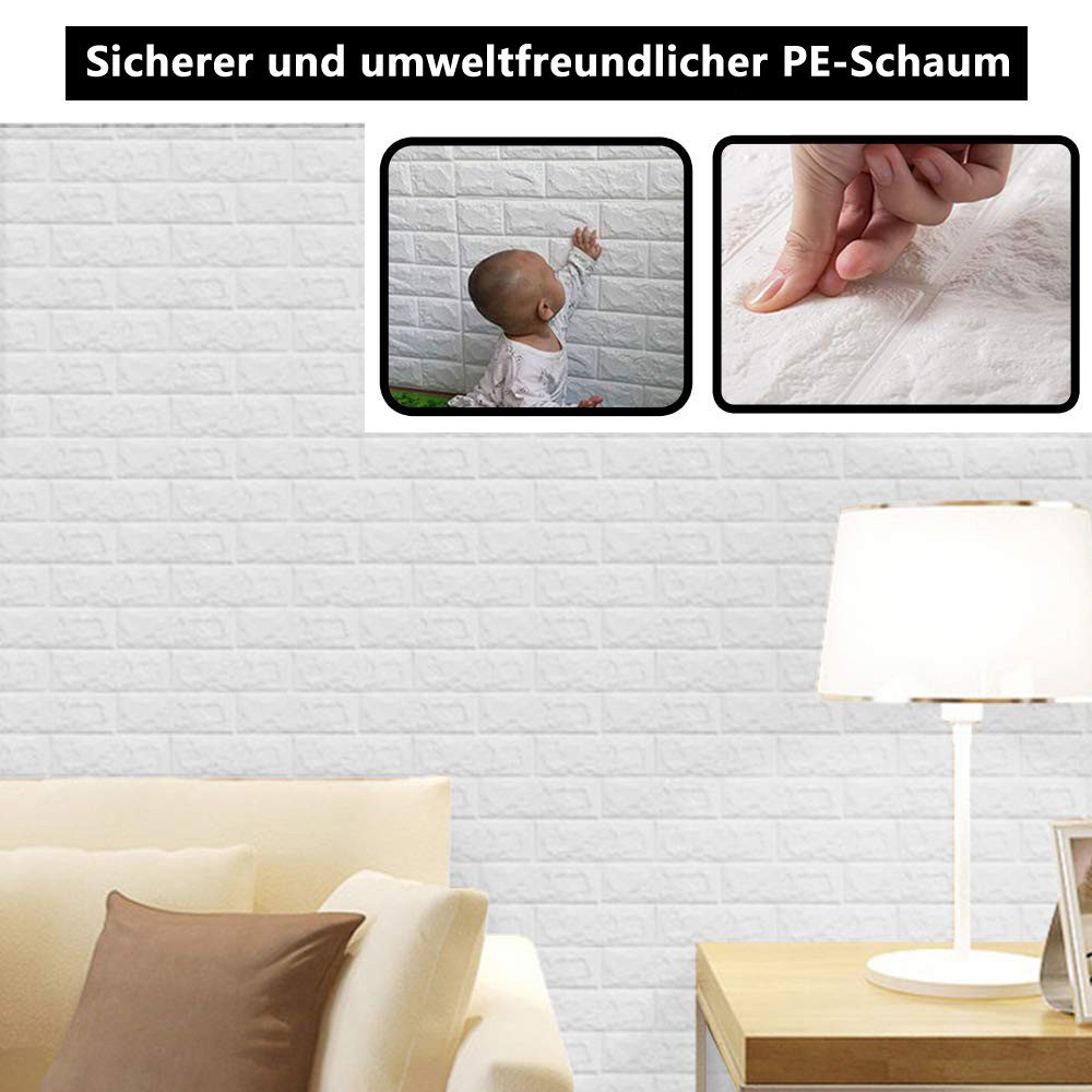 Diwzbyn 3D-Tapete 10 Stück 3D Wandpaneele Steinoptik Selbstklebend 35*38.5cm, (10 St), Wandverkleidung Wasserdicht für Wohnzimmer Küche Schlafzimmer – Bild 5 von 5