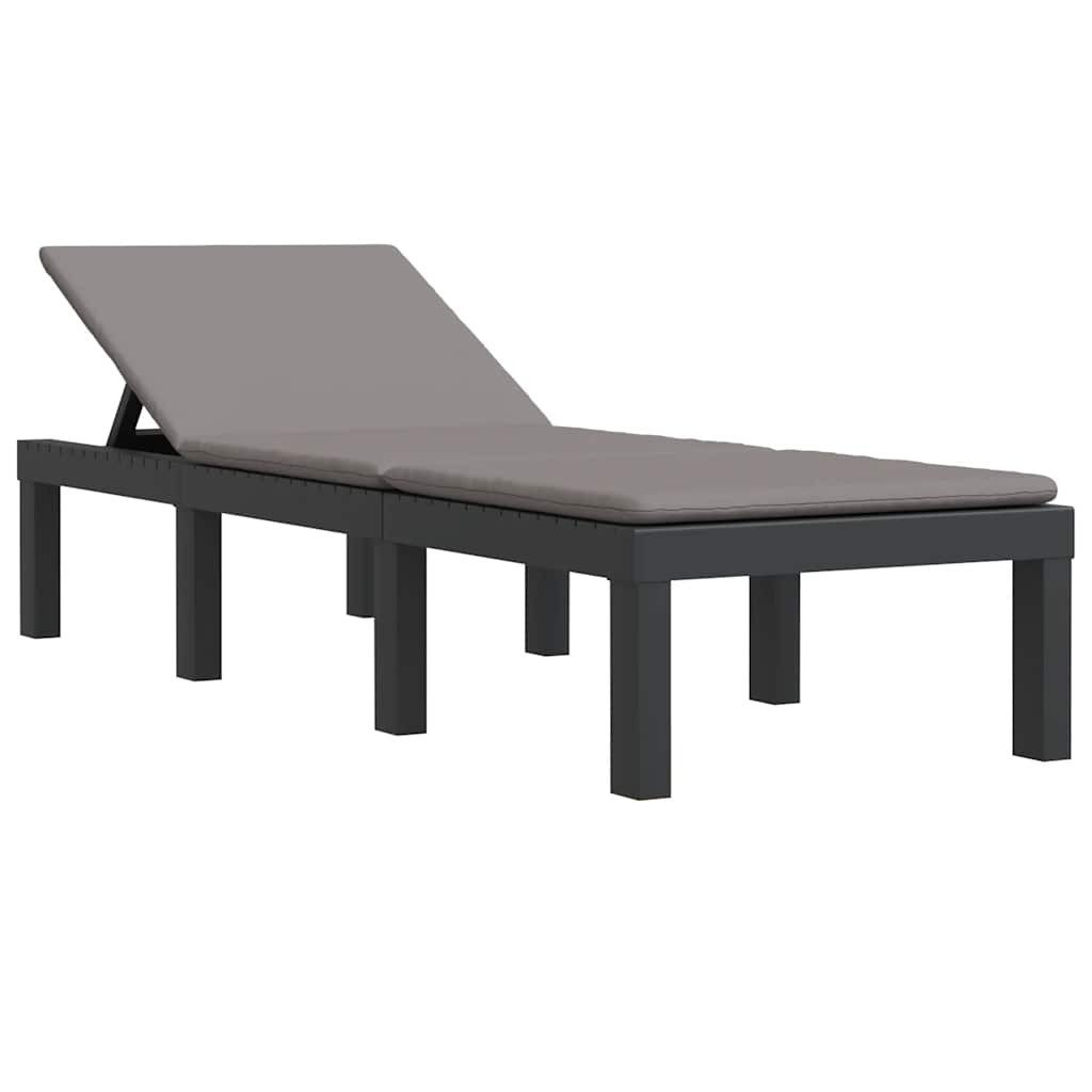 vidaXL Gartenlounge-Set Sonnenliege mit Kissen Anthrazit PP, (1-tlg)