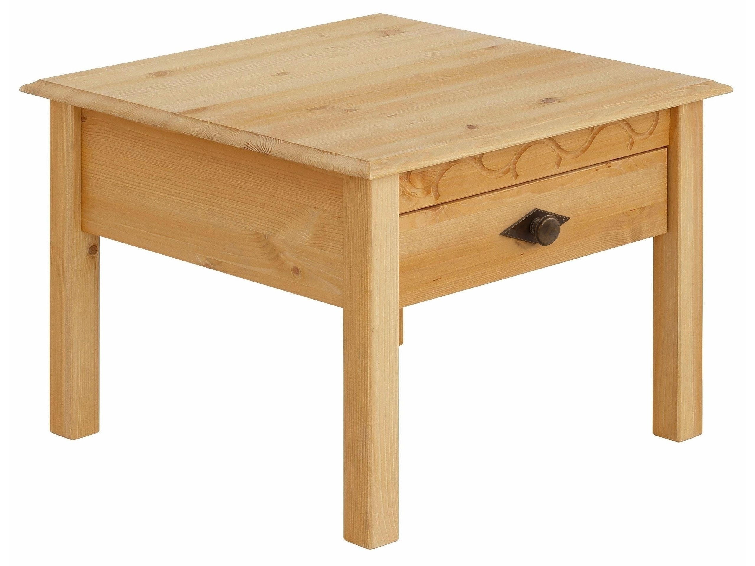 freiraum Couchtisch Lyon, mit 1 Schublade in Natur, Kiefer - 60x42x60cm (BxHxT)