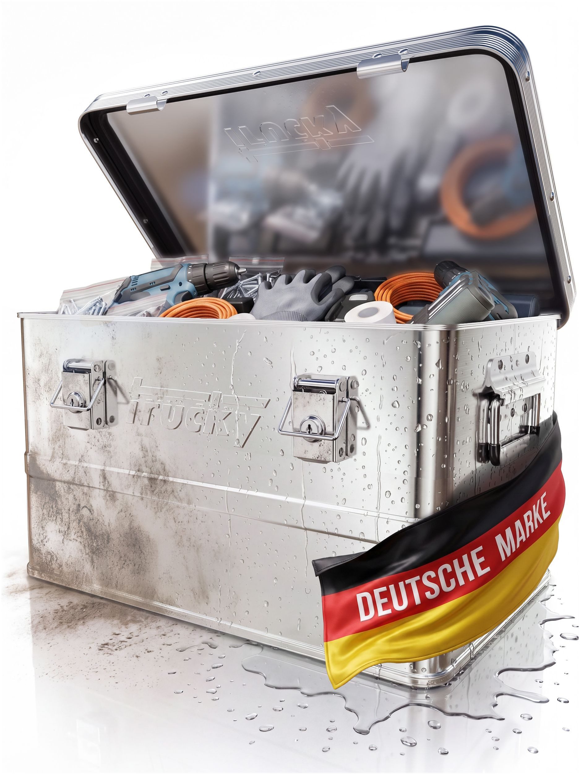 Trucky Allzweckkiste Aluminium Box mit Deckel Silber Alukiste Alu Kiste Abschliessbar