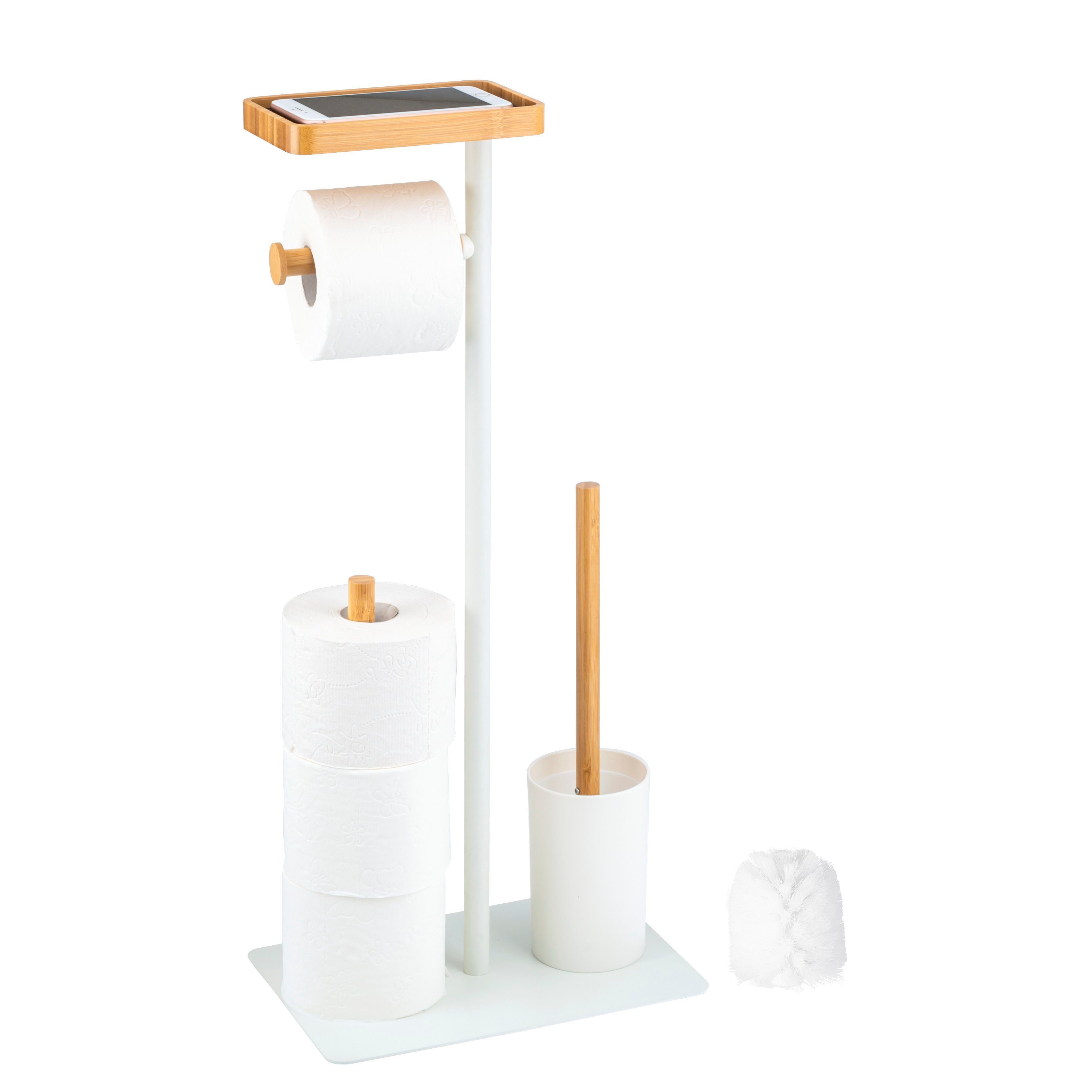 eluno WC-Garnitur Stand-WC-Garnitur 4in1, WC-Bürste, (Ersatz)Rollenhalter, Ablage