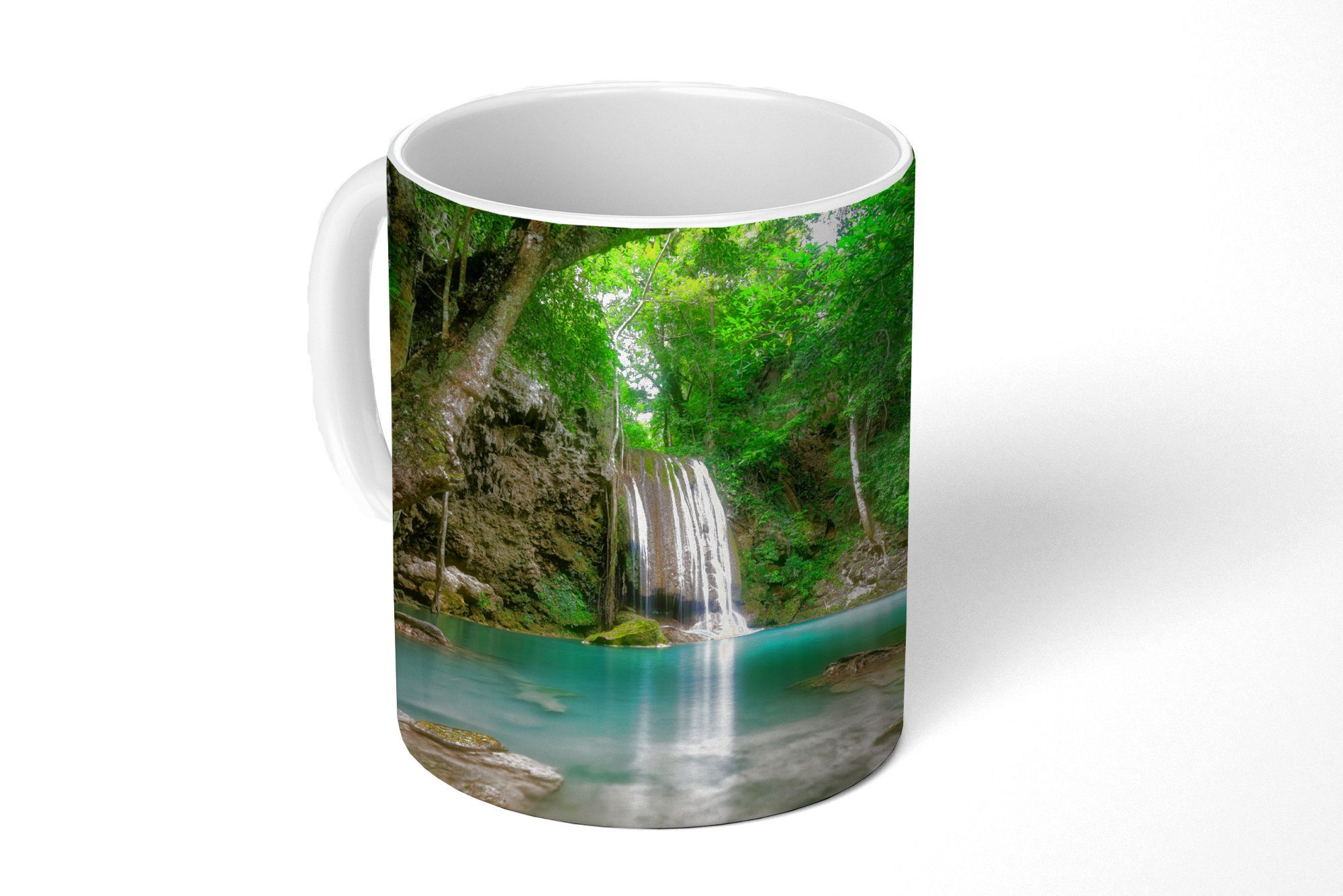 MuchoWow Tasse Erawan-Wasserfall in Kanchanaburi, Thailand., Keramik, Kaffeetassen, Teetasse, Becher, Teetasse, Geschenk