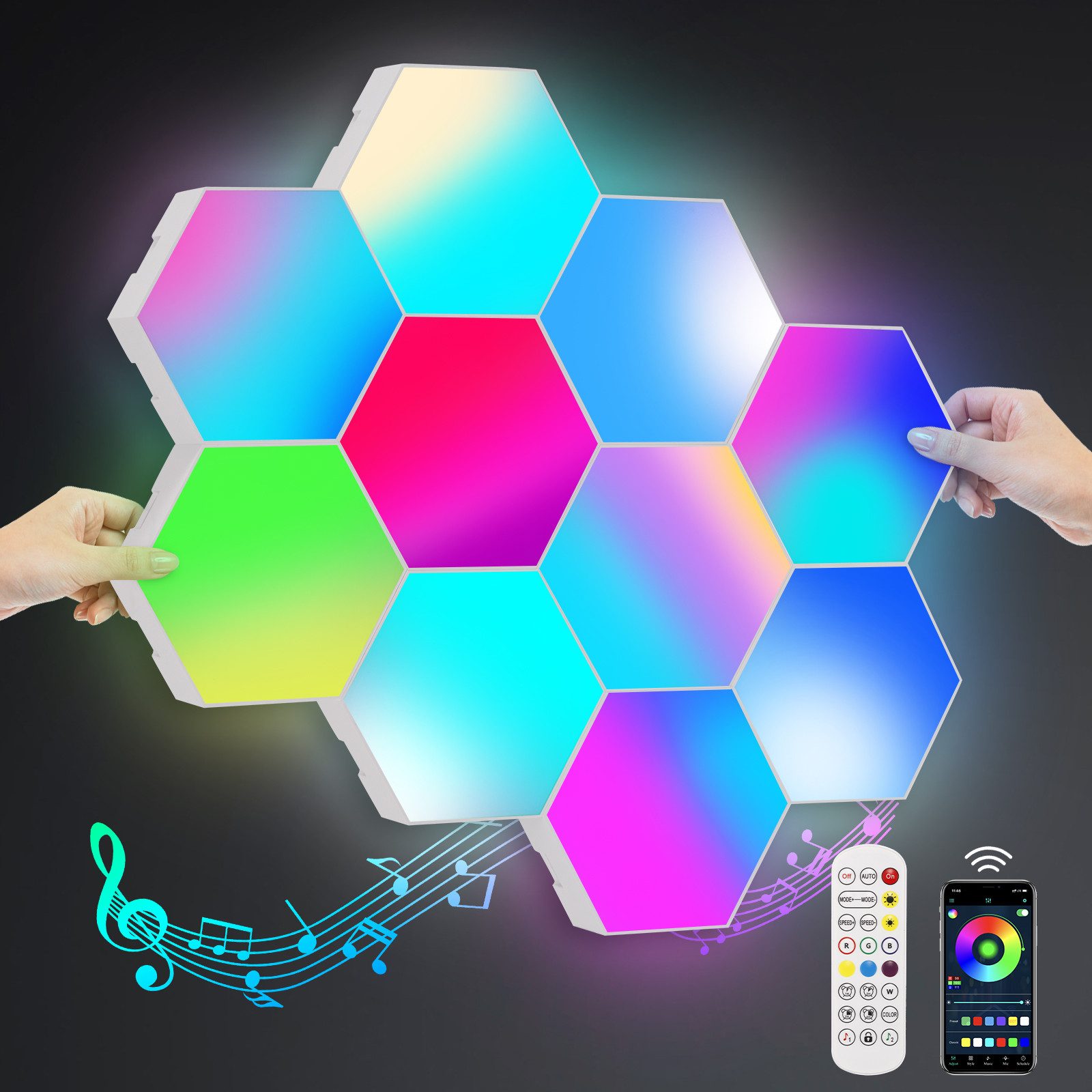 BlingBin LED Panel Sechseck Gaming Wandleuchte, günstig online kaufen