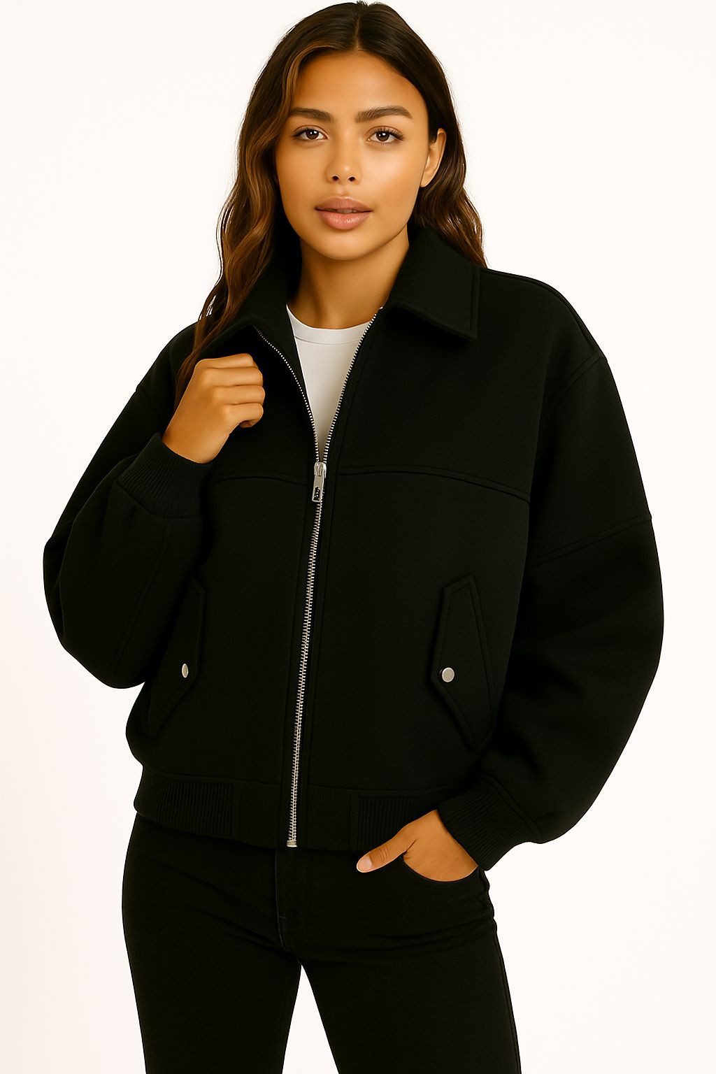 Worldclassca Bomberjacke Worldclassca Bomberjacke Trench Kragen Oversize Übergangsjacke Blouson Neue Kollektion - Stilvolle und gemütliche Mode für Damen