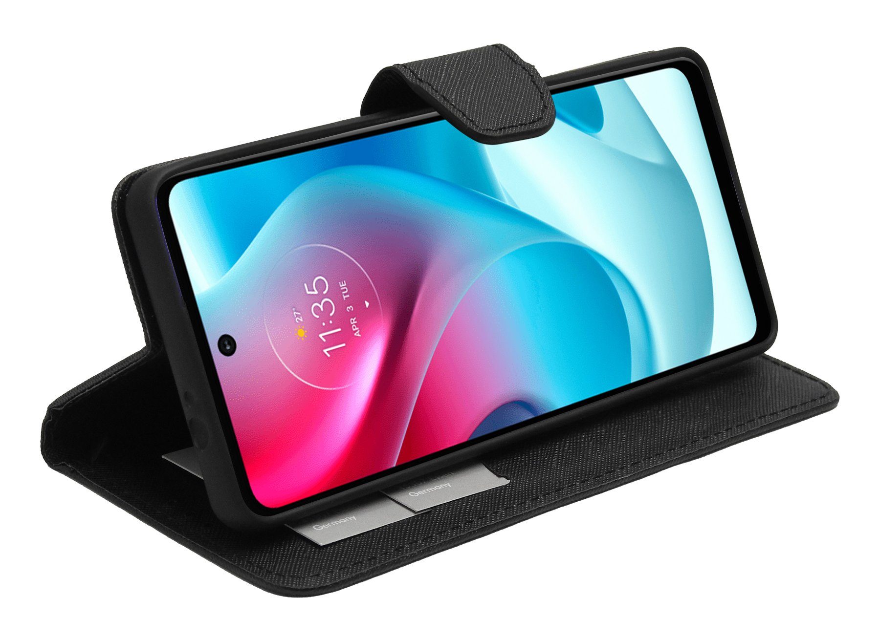 cofi1453 Handyhülle Buch Tasche für Motorola Moto G60s Schwarz 6,8 Zoll, Kunstleder Schutzhülle Handy Wallet Case Cover mit Kartenfächern, Stan