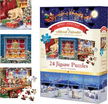 empireposter Adventskalender Merry Christmas - Puzzle - 24x 50 Teile Weihnachtspuzzle