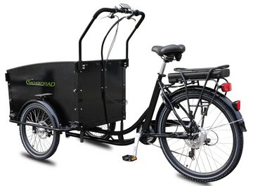 SachsenRAD E-Bike E-Lastenrad T1 Grand Trunk mit Alarmanlage, 7 Gang Shimano, Kettenschaltung, Heckmotor, 460 Wh Batterie, abschließbare Box, optionales Verdeck, StVZO-zugelassene LED-Leuchten