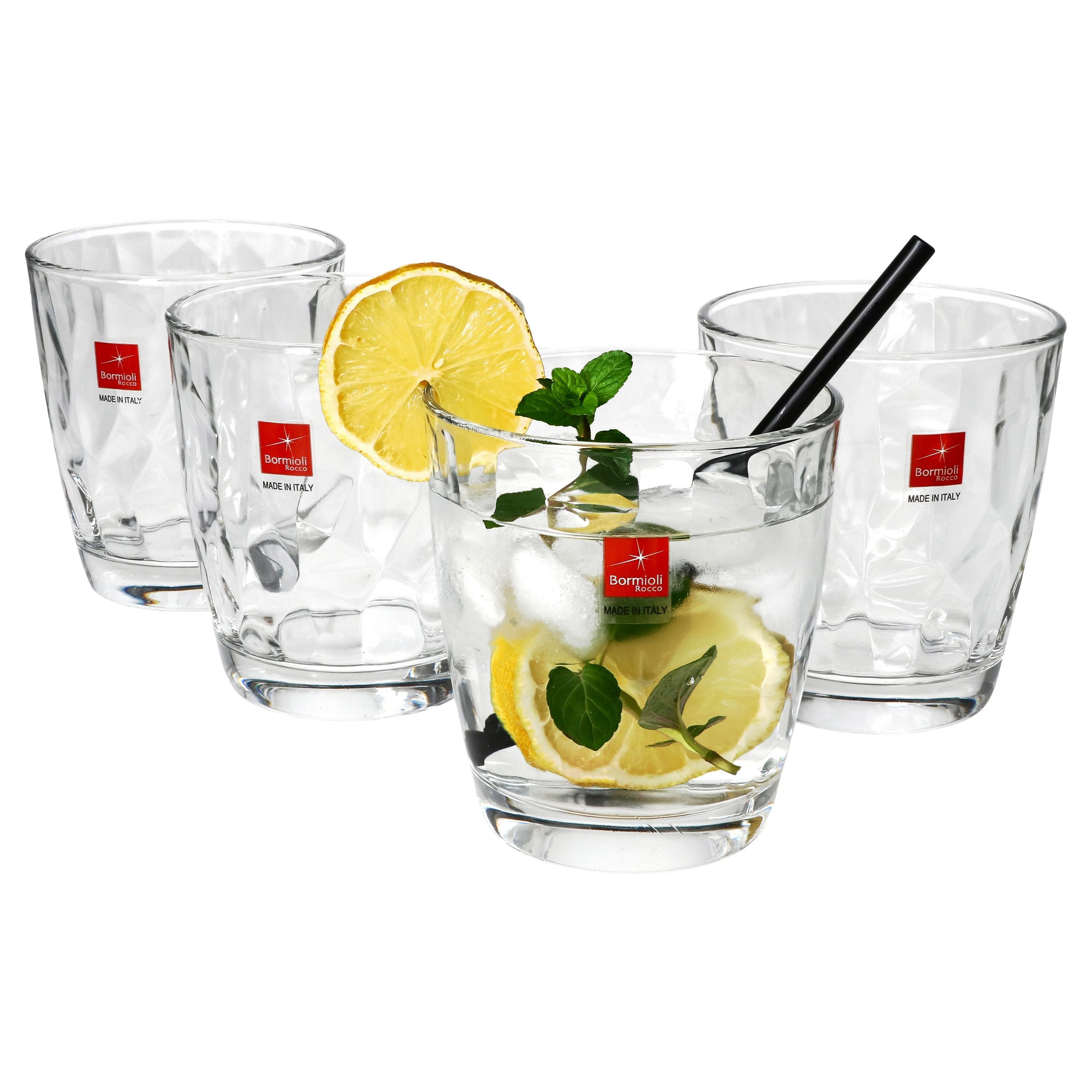 MamboCat Glas 4er Set Diamond Trinkglas 390ml D.O.F. Transparent Gin Cocktail Whisky, Glas