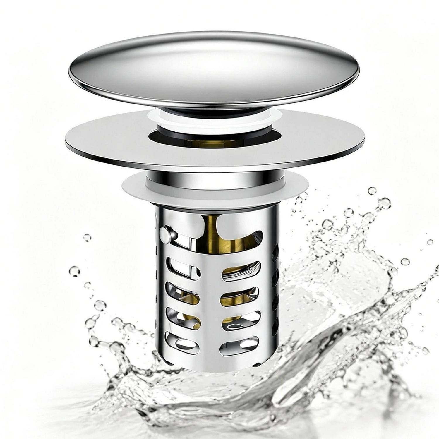 LuxusKollektion Siebventil Waschbeckenstöpsel 3-in-1 Edelstahl 28-55mm