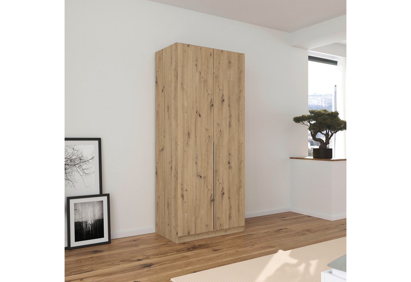OTTO home Drehtürenschrank Kleiderschrank Schrank Garderobe AGORDO Schlafzimmer (in zwei Griff-Farben, Breiten 91-405 cm, Dekor- oder Hochglanzfront) durchdachte Innenausstattung, in 8 Breiten und 2 Höhen MADE IN GERMANY
