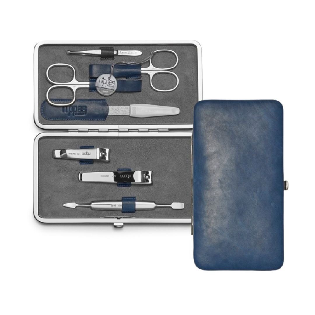 nippes Solingen Maniküre-Etui Maniküre-Set Vintage 7-tlg. Nagelpflege-Set, Antik-Rindsleder, 7 tlg., mit Fußnagelknipser