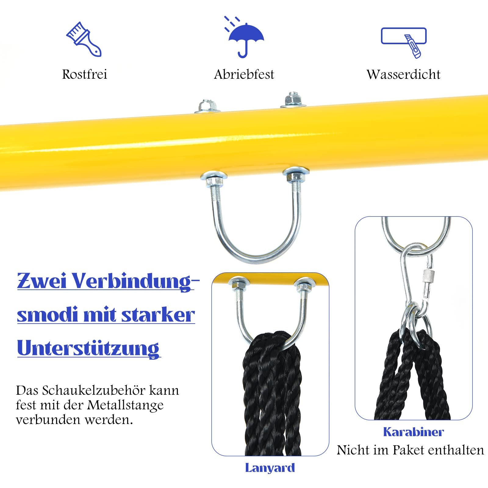 COSTWAY Einzelschaukel, (1-tlg), Schaukelgestell Metall, Schaukelgerüst, bis 200kg belastbar