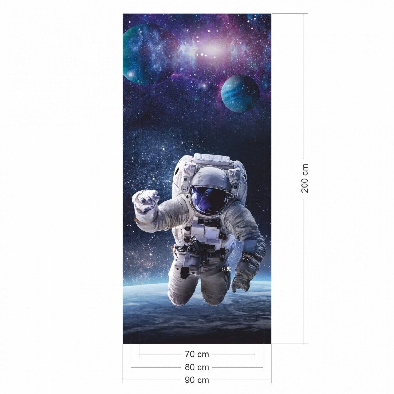 nikima Wandtattoo TB-11 selbstklebendes Türbild – Astronaut (PVC-Folie), 0,9 x 2 m selbstklebende Folie
