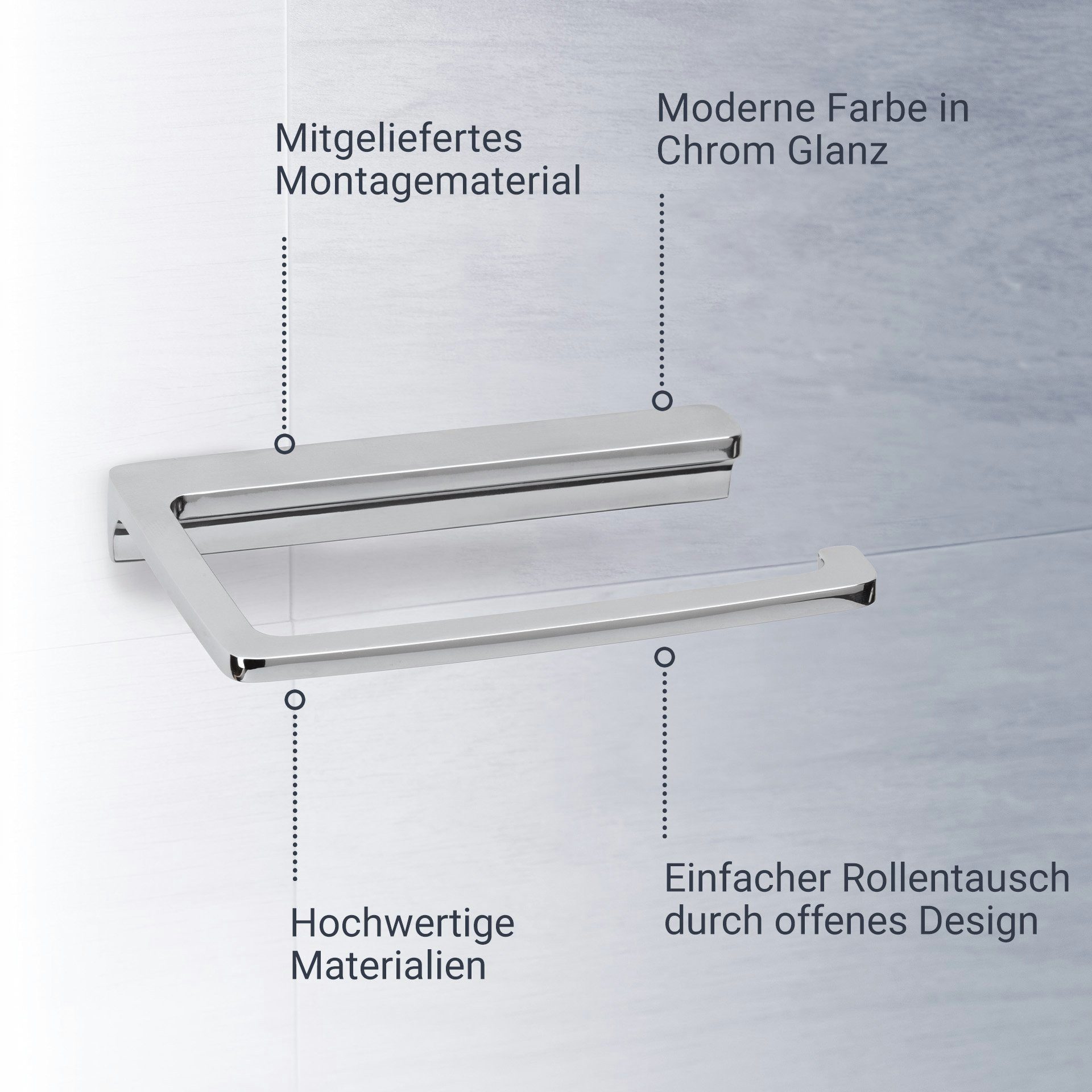 BADEDU Badezimmer-Set Badaccessoires, Handtuchhaken, Toilettenpapierhalter, Toilettenbürste