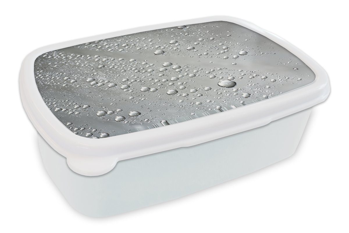 MuchoWow Lunchbox Metall - Wasser - Grau, Kunststoff, (2-tlg), Brotbox für Kinder und Erwachsene, Brotdose, für Jungs und Mädchen weiß
