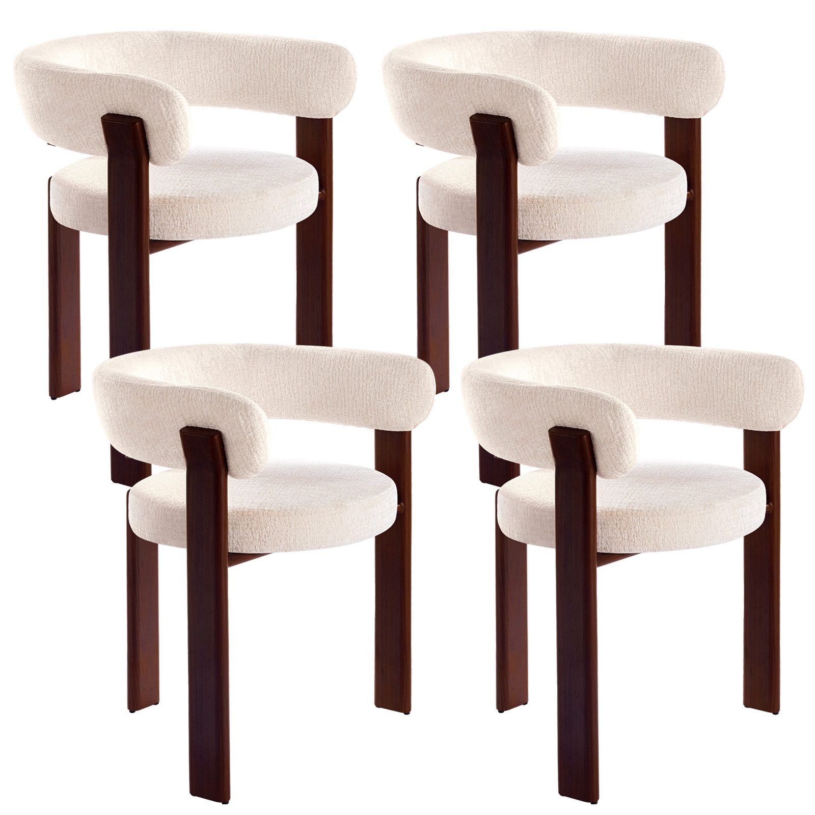 DITAIX Esszimmerstuhl Mid Century - Polsterstuhl mit Gebogener Rückenlehne & Metallgestell (4 St), 4er Set