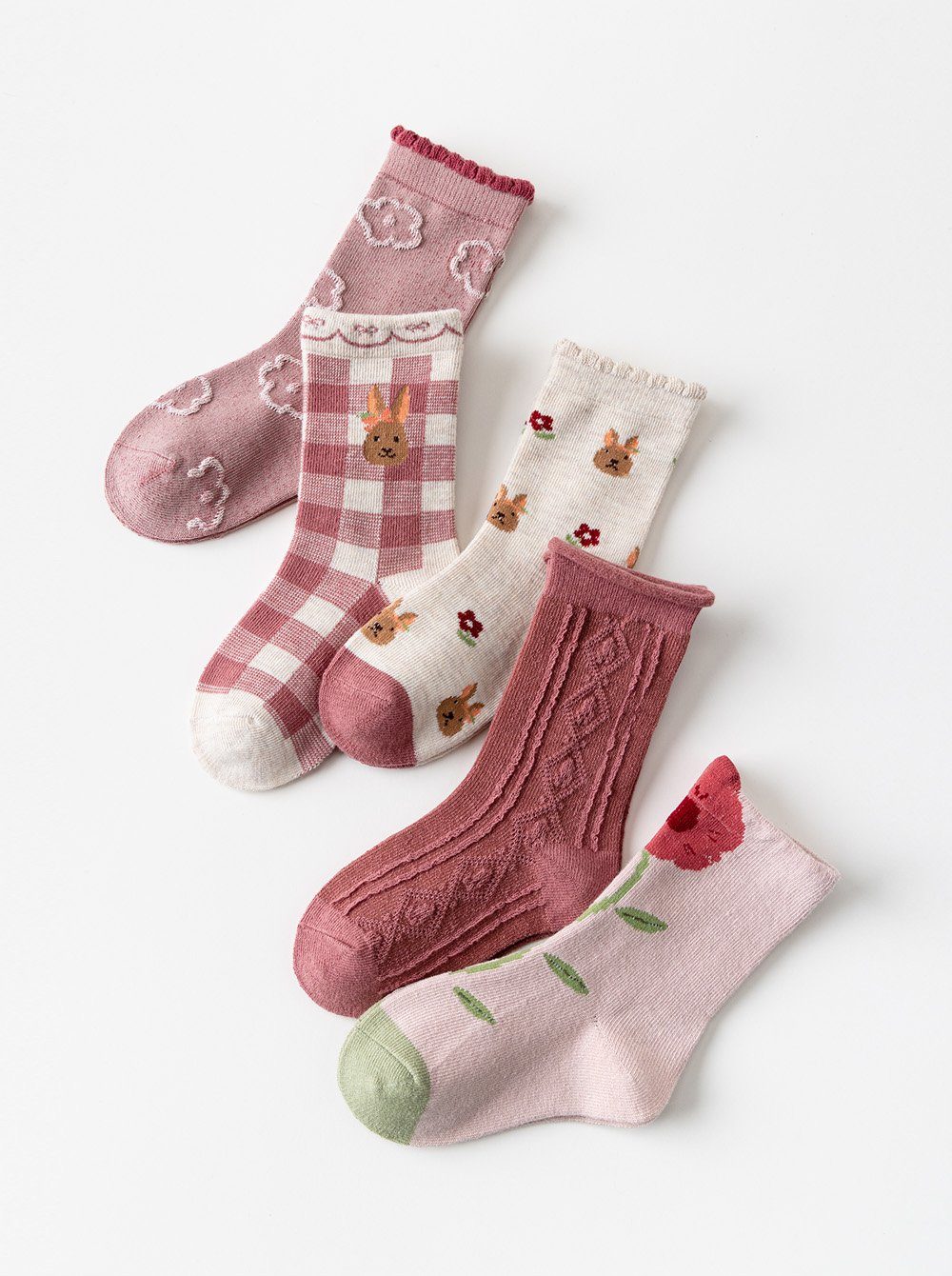 5er-Pack, Kinder Mädchen 5 Elasthan 78,6% Bunte Geschenke Paar Socken Paar) Socken axy Kindersocken, Polyamid, 3,6% (Set, axy 17,8% Multipack Weich Material: Baumwolle, Neuheit Strümpfe 5