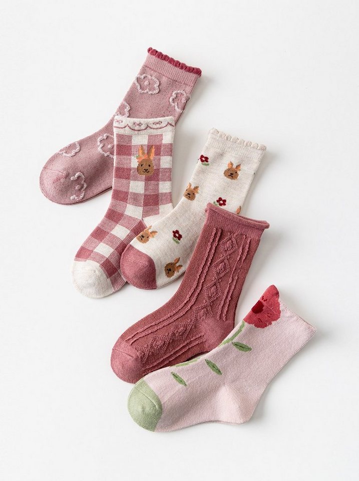axy Socken axy Kinder Socken 5 Paar Multipack Mädchen Strümpfe (Set,  5er-Pack, 5 Paar) Geschenke Bunte Weich Neuheit Kindersocken, Material: 78,6%  Baumwolle, 17,8% Polyamid, 3,6% Elasthan